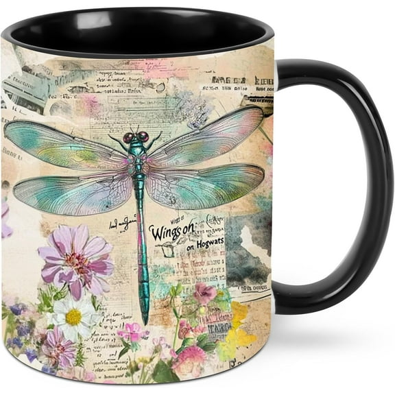 Dragonfly Coffee Mug Ceramic Tea Cup 11oz Novelty Mugs with Handle Presents for Office Work Home