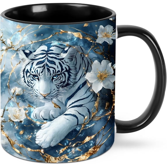 Tiger Coffee Mug Ceramic Tea Cup 11oz Novelty Mugs with Handle Presents for Office Work Home