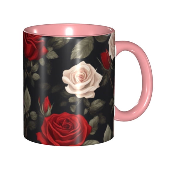 Rose Coffee Mug Fun Custom Ceramic Mugs 11oz Pink