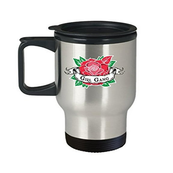 Rose Coffee Travel Mug - 14 Oz Stainless Steel Cup - Perfect Novelty Gift for Friends
