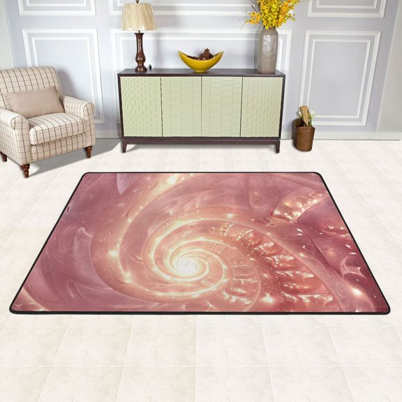 Rose Conch Area Rug Washable 72 x 48 Floor Carpet Mat Non Slip for Bedroom Living Room Kids Room Home Decor