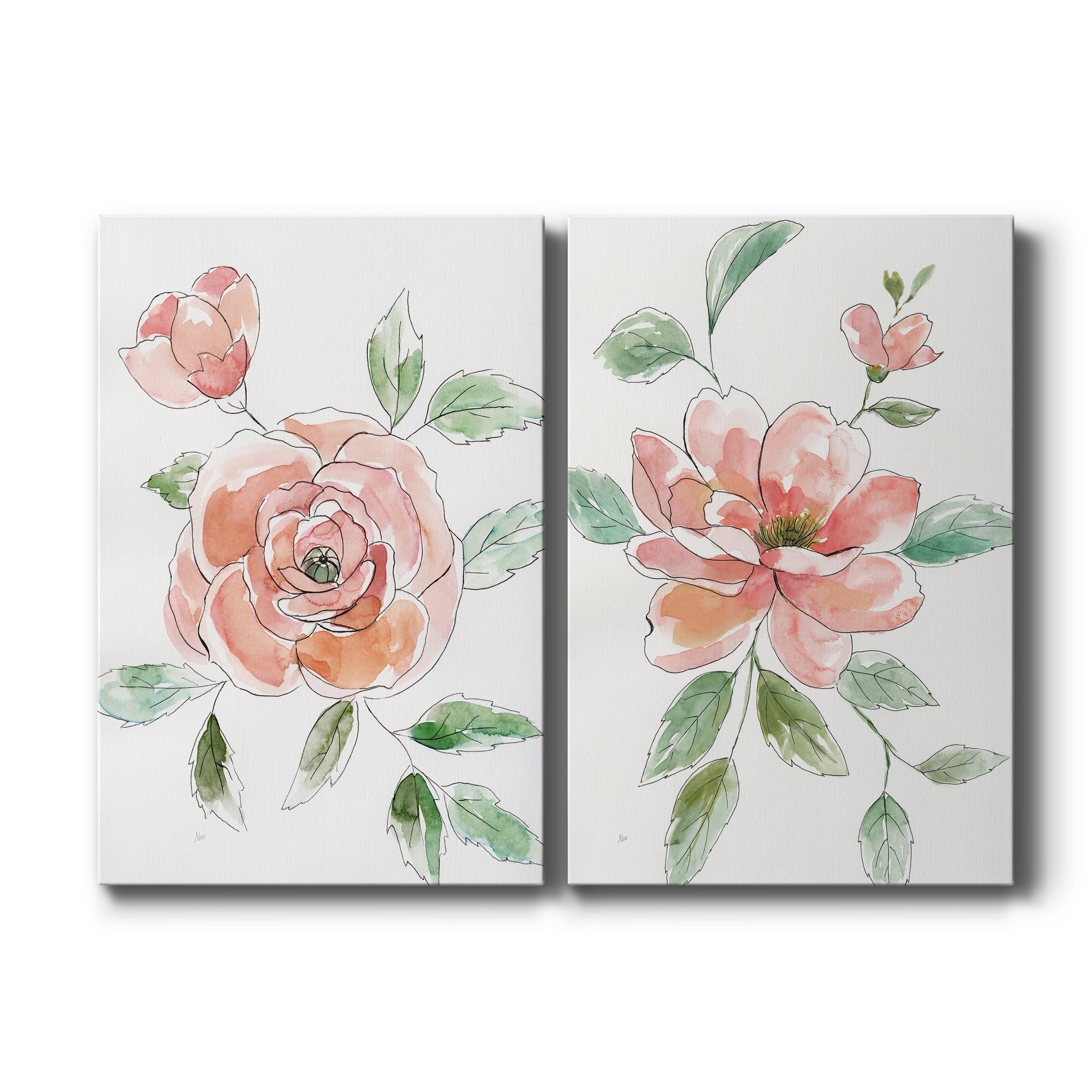 Rose Contour Premium Gallery Wrapped Canvas - Ready to Hang - Set of 2 - 18 x 27 Each