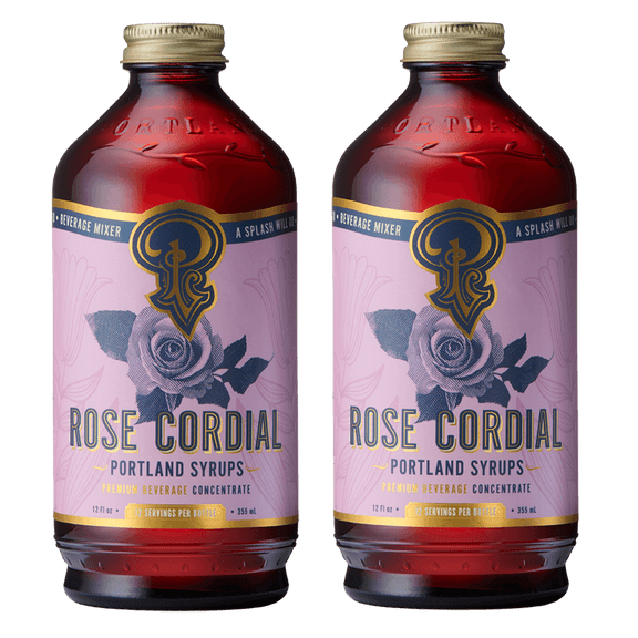 Rose Cordial Syrup - Craft Delicious Cocktails, Mocktails, Sodas, Coffee and Tea Drinks, and More - Organic Cane Sugar - Whole Ingredients - 12 oz bottle (Pack of 2)