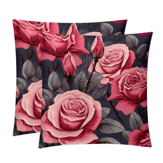 Rose Covers- Set of 2 Throw Pillows in Various Sizes (16x16, 18x18, 20x20 inches) with Stylish Patterns for Home Decor and Comfort - Pillow Inserts Included