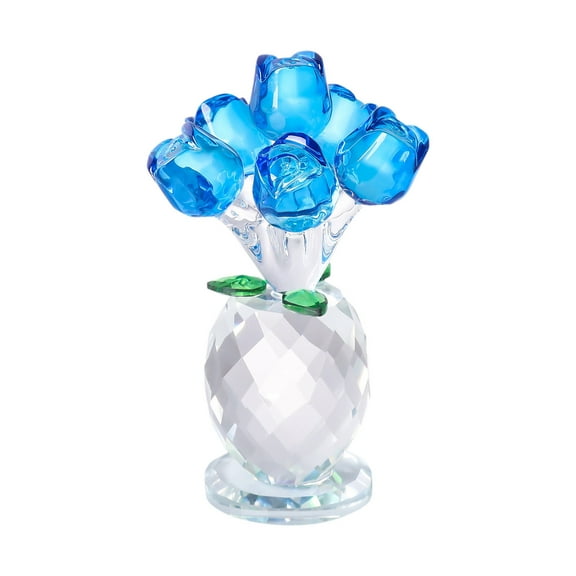 Rose Crystal Flower Figurine With Vase Glass Rose Gift For Women, Wife, Girlfriend, Mom, Mother'S Day, Birthday, Wedding Anniversary, Home Desktop Decoration