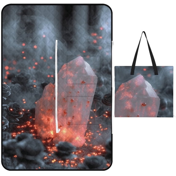Rose Crystal Luminescence Waterproof Picnic Blanket with Foldable Zipper, Suitable for Outdoor Use, Suitable for Travel, Camping, Beaches, Parks, Grasslands, Picnic Blanket Accessories