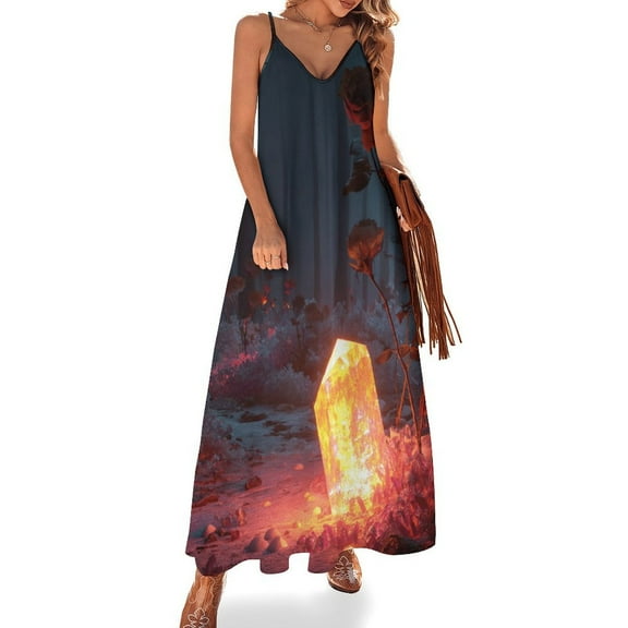 Rose Crystal Luminescence Womens Summer Dresses Casual Sleeveless Tshirt Sundresses Vacation Beach Cover Up Dress