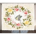thumbnail image 1 of Ambesonne Rose Curtains 2 Panel Set, Vintage Wreath Butterfly, 108" x 90", Multicolor, 1 of 3