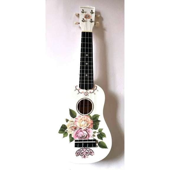 Rose Delight Ukulele with Crystals