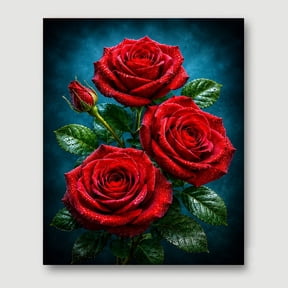 Rose Diamond Art Kits for Adults, 5D Full Round Flower Beginner Diamond Art Craft for Adults 12x16 inch