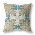 thumbnail image 1 of Rose Diamond Throw Pillow in Muted Yellow and Teal 16x16, 1 of 9