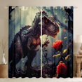 thumbnail image 1 of Rose Dinosaur 30%-50% Blackout Curtains for Bedroom,Gothic Dino Curtains Drapes Goth Jungle Animal Curtains 2 Panels 52"Wx63"L,Paleontology Reptile Dinosaurios Window Curtains, 1 of 5