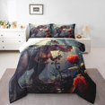 thumbnail image 1 of Rose Dinosaur Comforter Set Gothic Dino Twin Bedding Sets ,Goth Jungle Wild Animal Quilt Paleontology Reptile Dinosaurios Duvet Insert,Kawaii Room Decor, 1 of 5