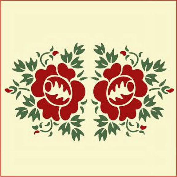 Rose Double Stencil - Flower Floral Arrangements Bouquet Border Colonial Romantic DIY Vase Pitcher Decor Painting Gifts Crafts Laser Cut Mylar Reusable Templates - The Artful Stencil