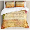 thumbnail image 1 of Rose Duvet Cover Set, Floral Nostalgic Collage of Old Latters and Roses Retro Romantic Art Print, Decorative 3 Piece Bedding Set with 2 Pillow Shams, King Size, Cream Pink, by Ambesonne, 1 of 3