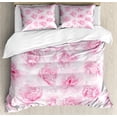 thumbnail image 1 of Rose Duvet Cover Set, Plenty of Roses Passion Sentiment Concept Affection Emotions Admiration Work, Decorative 3 Piece Bedding Set with 2 Pillow Shams, Queen Size, Soft Pink, by Ambesonne, 1 of 3