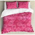 thumbnail image 1 of Rose Duvet Cover Set, Shades of Pink Gentle Seasonal Flora Romance Love Theme Valentine's Day Inspired Design, Decorative 3 Piece Bedding Set with 2 Pillow Shams, Queen Size, Pink, by Ambesonne, 1 of 3