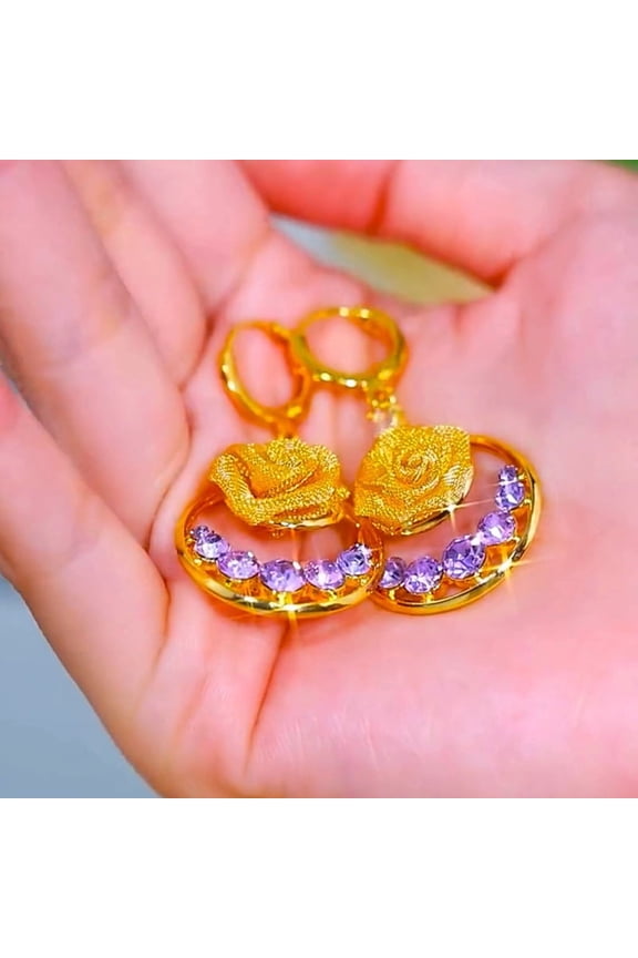 Rose Earrings for Women Fashion Hot-Selling Light Luxury High-End Mesh Ear Clips Exquisite Niche Versatile Earrings Elegant Accessories