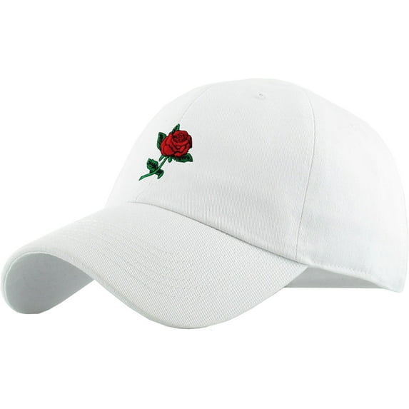 Rose Embroidered Dad Hat Flower Cotton Adjustable Baseball Cap
