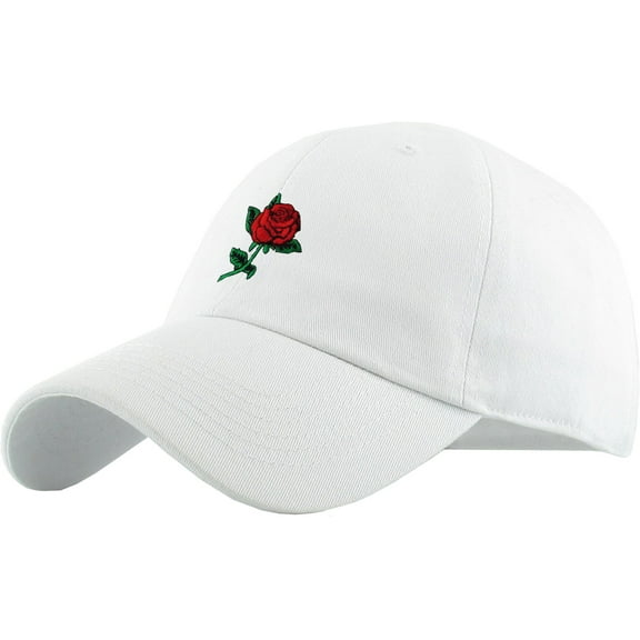 Rose Embroidered Dad Hat Flower Cotton Adjustable Baseball Cap