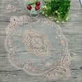 thumbnail image 1 of Rose Embroidered Tablecloth Lace Round Table Cover Wedding Party Dinner Decor Bean Paste, 1 of 6