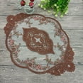 thumbnail image 1 of Rose Embroidered Tablecloth Lace Round Table Cover Wedding Party Dinner Decor Brown, 1 of 5
