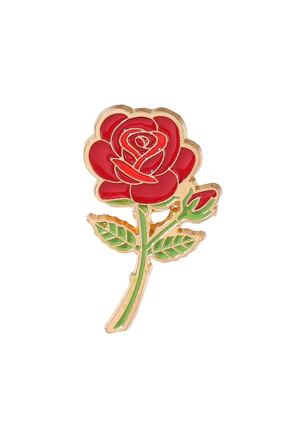 Rose Enamel Lapel Pin – Elegant Red Floral Brooch for Jackets, Blouses & Hats | Metal & Enamel Fashion Accessory Gift