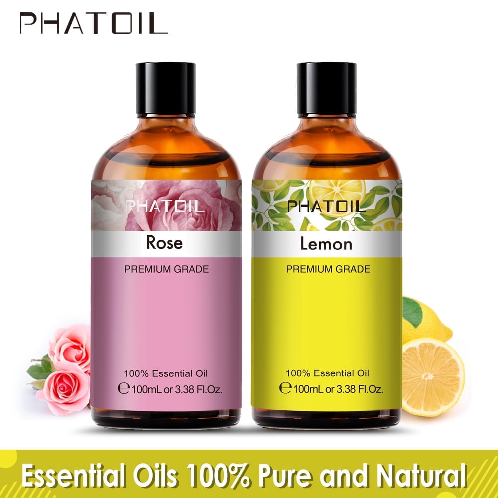 Rose Essential Oil Lemon Essential Oil 3.38 Oz, Pure Lemon Oil for Hair