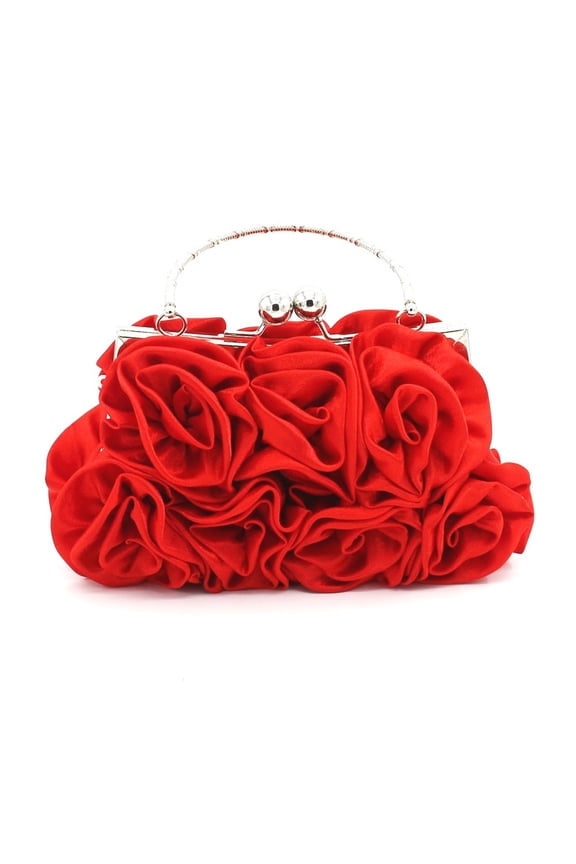Rose Evening Clutch Purse for Women, Bridal Handbag for Weddings Parties and Proms, Elegant Floral Wristlet Bag for Bridesmaids Dinner Banquets Formal Events Special Occasions