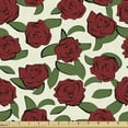 thumbnail image 1 of Rose Fabric by the Yard Upholstery, Romantic Flower Blossoms Pattern Flourishing Flower Petals of Spring Fragrance, Decorative Fabric for DIY and Home Accents, Ruby Emerald Ivory by Ambesonne, 1 of 5