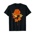 thumbnail image 1 of Rose Fall Autumn Leaves Thanksgiving Day Cute Flower T-Shirt Black Tee, 1 of 5