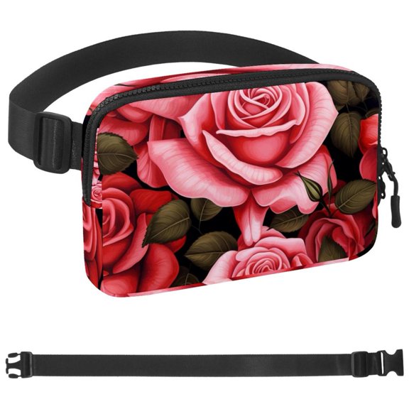 Rose Fanny Pack for Women and Men,Waist Bags, Running Waist Bag, Large Pouch & Adjustable Strap,Waterproof ,for Gym,Jogging, Cycling, Traveling, Fitness, Hiking