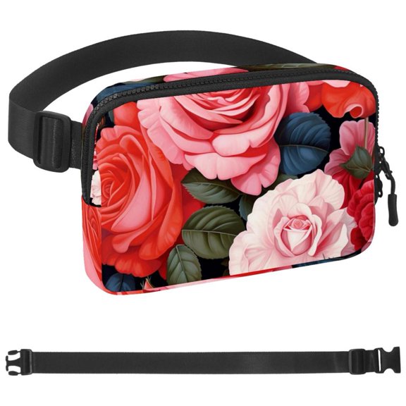Rose Fanny Pack for Men Women, Crossbody Waist Bag Pack, Belt Bag for Travel Walking Running Hiking Cycling, Easy Carry Any Phone, Wallet
