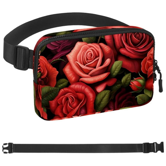 Rose Fanny Pack for Men Women Hiking Waist Bag Pack, Runners Belt Jogging Pocket Belt with Adjustable Strap for Running Walking Traveling