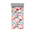 thumbnail image 1 of Rose Fitted Sheet & Pillow Sham Set, Watercolor Romantic Flowers and Delicate Flowers on Grunge Pastel Back, Decorative Printed 2 Piece Bedding Decor, Twin, Aqua Pastel Pink and Green, by Ambesonne, 1 of 2