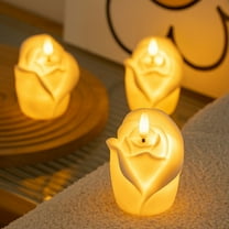 Rose Flameless LED Candle Valentine's Day Romantic Table Decor for Home Dining Anniversary and Safe Atmosphere