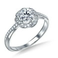 thumbnail image 1 of Rose Floral Accents Wedding Ring, 2 Ct Simulated Round Brilliant Cut Diamond, 14K White Gold Plated, Women's Pave Set Proposal Engagement Ring, Daily Wear Promise Solitaire Ring For Her Birthday Gift, 1 of 4