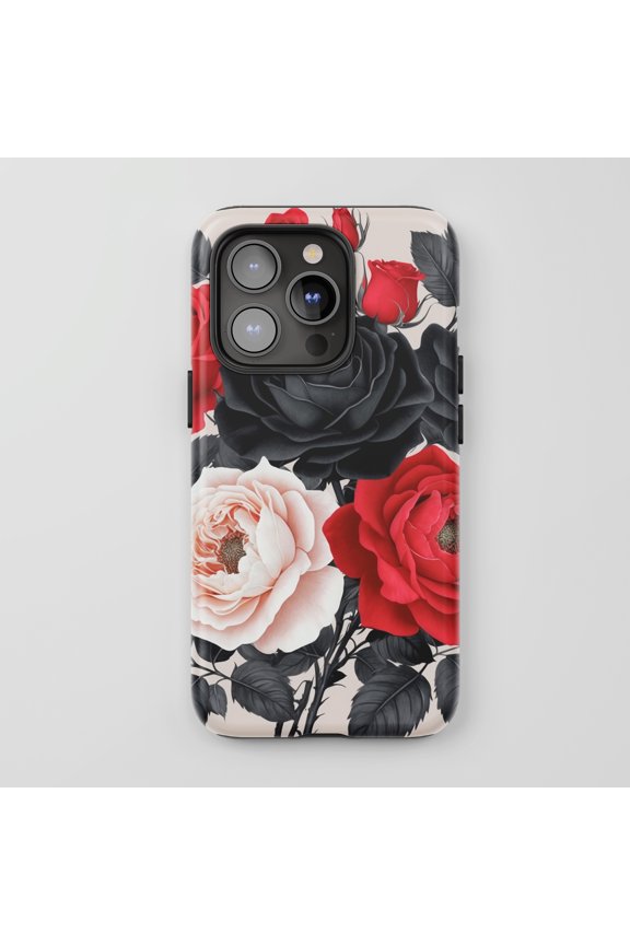Rose Floral Design for All iPhone Series Protective Phone Case Gothic Floral