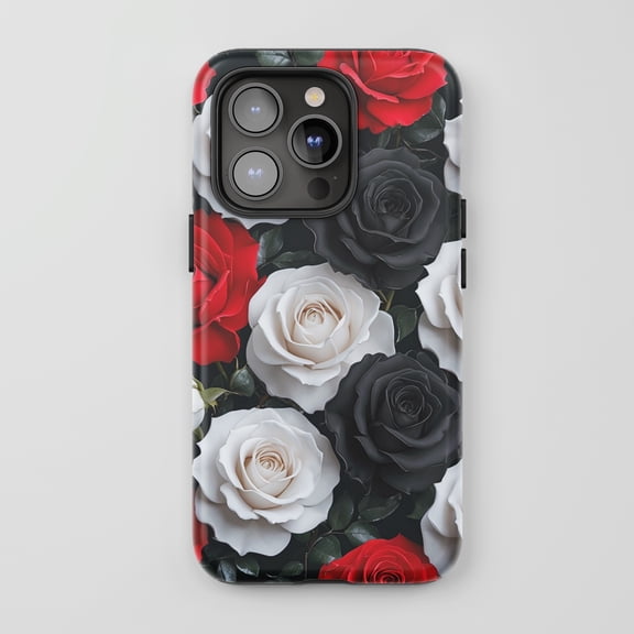 Rose Floral Pattern for All iPhone Series Tough Phone Case Dark Floral