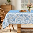 thumbnail image 1 of Rose Floral Rectangle Tablecloth,52x70 Inch,Stain Resistant Rectangle Table Cover for Kitchen Dining Table Decor,Blue, 1 of 7