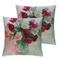 thumbnail image 1 of Rose Floral Watercolor Illustration' Animal Throw Cushion Pillow Cover for Living Room, Sofa, 1 of 7