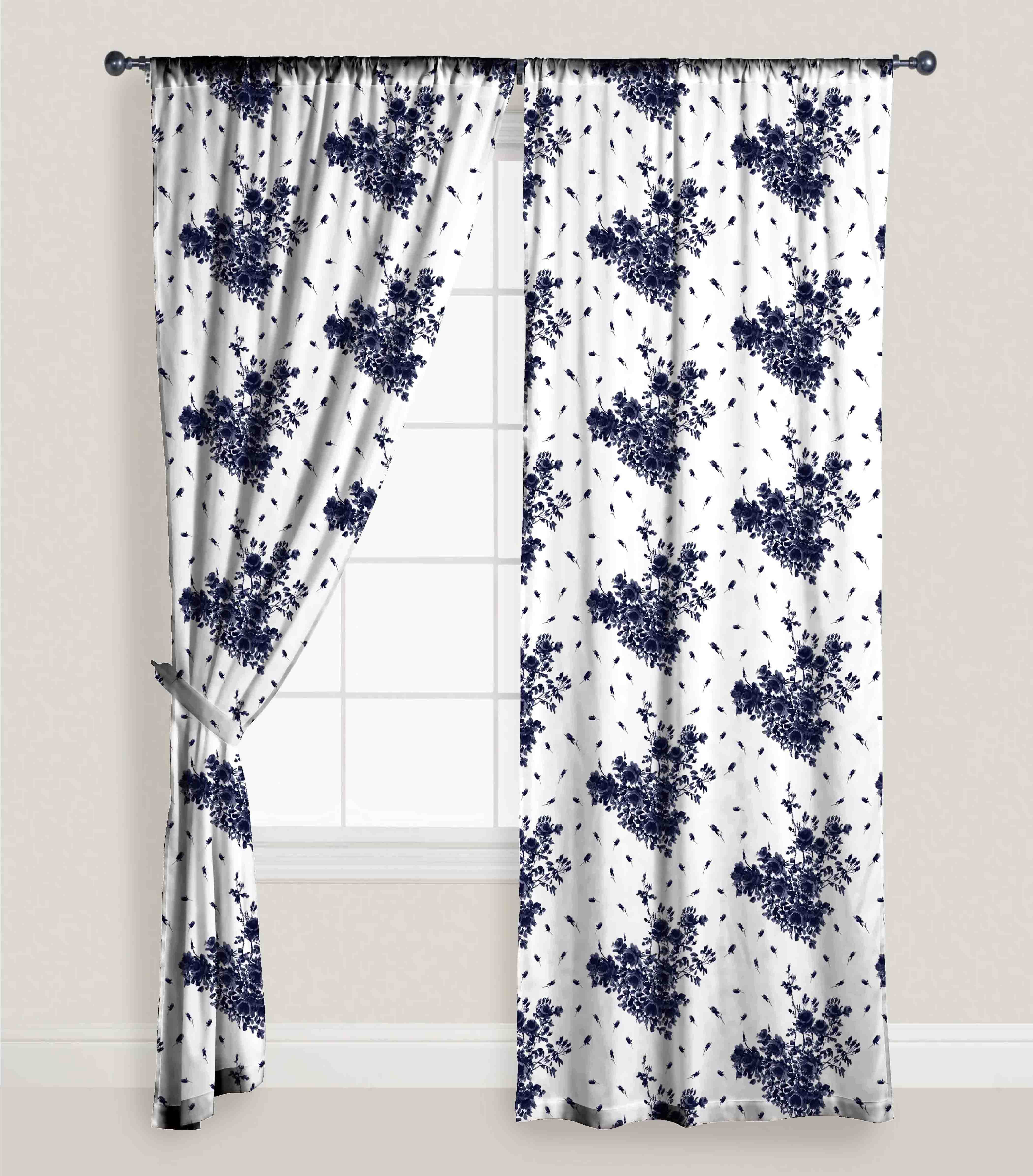 Rose Floral Window Curtain Set