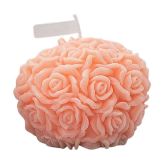 Rose Flower Ball Scented Candle - 3.5x3.1in Valentine's Day Aromatherapy Candle with Wax Melter Function for Bedroom, Bathroom, Office (Pink)​