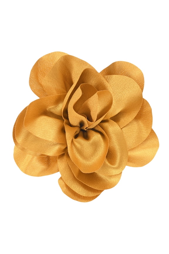 Rose Flower Brooches and Pins for Women, 5.5 Inch Lapel Pins Dainty Satin Fabric Big Camellia Hair Flowers Clips [14cm, Golden Yellow]