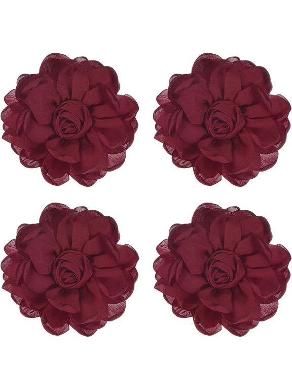 Rose Flower Brooches and Pins for Women, Lapel Dainty Satin Fabric Big Camellia Hair Flowers Clips Wedding/Parties/Clothes