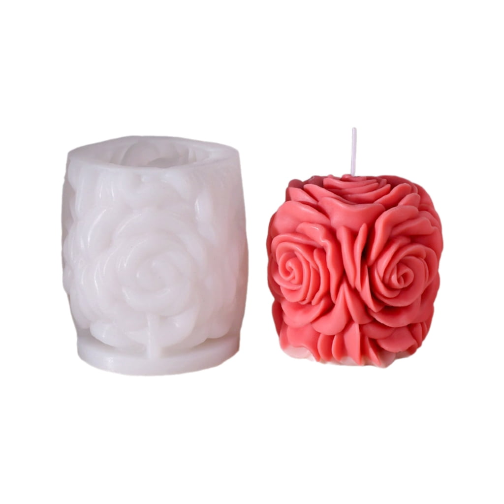3D Candle Silicone Mold, Rose Flower Candle Mold for Candle Gypsum Ornament Home Decor Birthday Party Treats Resin Craft