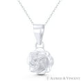 thumbnail image 1 of Rose Flower Charm 3D 29x16mm (1.1x0.6in) Pendant & Chain Necklace in Plain .925 Sterling Silver, 1 of 1