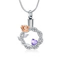 thumbnail image 1 of Rose Flower Circle with Crystal Heart Memory Necklace  Cremation Jewelry for Ashes Urn Necklace for Ashes of Loved One, 1 of 6