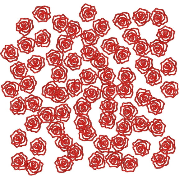 Rose Flower Confetti Red Glitter, Women Mom Birthday Table Confetti, Wedding Anniversary Paper Scatter, Engagement Show Love Party Table Decorations, 120pcs