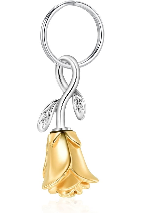 Rose Flower Cremation Jewelry Urn Keychain for Ashes Cremation Urn Pendant Ashes Holder Keepsake Keychain for Ashes Memory Jewelry for Women Men